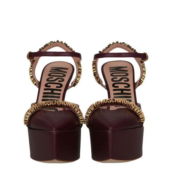 Moschino Logo Lettering Ankle Strap Pumps Purple Womens - Picture 5 of 6